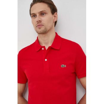 Lacoste polo de bumbac culoarea rosu, neted, PH4012