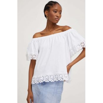 Answear Lab bluza din bumbac femei, culoarea alb, neted