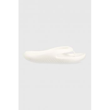 Crocs șlapi Mellow Flip femei, culoarea alb, cu toc plat, 208437 de firma originali