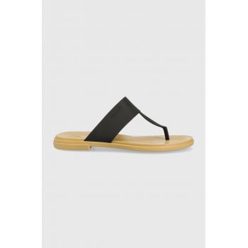 Crocs slapi Tulum Flip femei, culoarea negru, cu toc plat, 206752