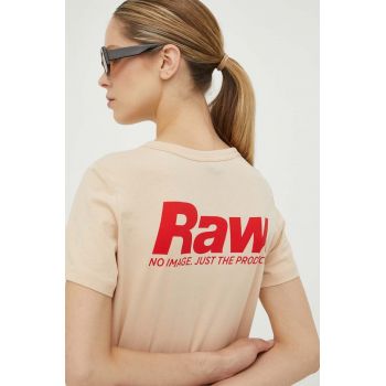 G-Star Raw tricou din bumbac culoarea bej