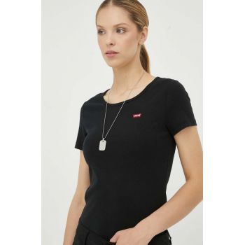 Levi's tricou femei, culoarea negru ieftin