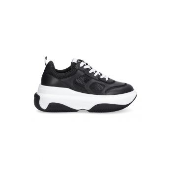 Pantofi sport wedge cu insertii de piele
