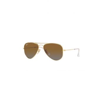 Ray-Ban ochelari de soare copii Junior Aviator culoarea maro, 0RJ9506S-Polarized