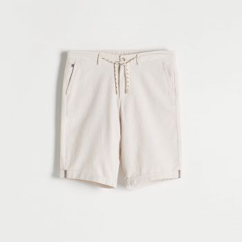 Reserved - Pantaloni scurți chino cu conținut ridicat de in - Bej