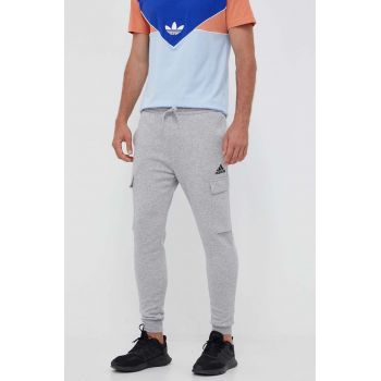 adidas pantaloni de trening culoarea gri, melanj de firma originali