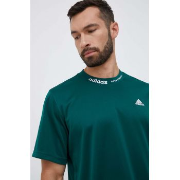 adidas tricou din bumbac culoarea verde, cu imprimeu de firma original