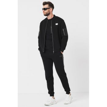 Bluza sport cu fermoar si detaliu logo