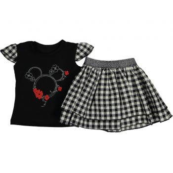 Compleu 2 piese Logo Minnie pentru fetite, Negru, 1-3 ani