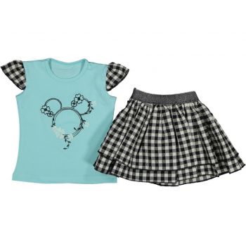 Compleu 2 piese Logo Minnie pentru fetite, Turcoaz, 1-3 ani Compleu 2 piese Logo Minnie pentru fetite, Turcoaz, 1-3 ani
