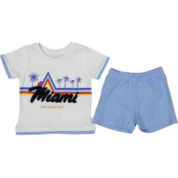 Compleu 2 piese pentru copii MIAMI, 100% Bumbac Albastru, 6-24 luni Compleu 2 piese pentru copii MIAMI, 100% Bumbac Albastru, 6-24 luni