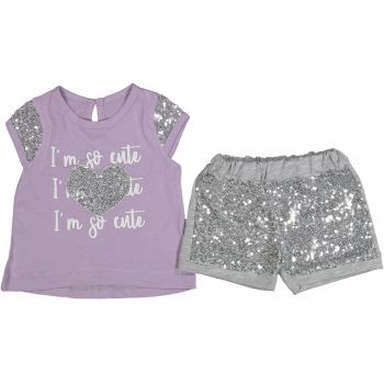 Compleu pentru fetite, inimioara so cute, mov, 9-24 luni Compleu pentru fetite, inimioara so cute, mov, 9-24 luni