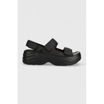 Crocs sandale Skyline Slide femei, culoarea negru, cu platforma, 208183