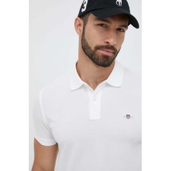 Gant polo de bumbac culoarea alb, neted de firma original