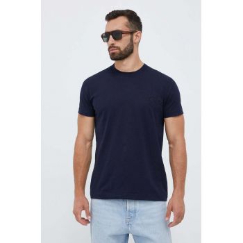 Gant tricou din bumbac culoarea albastru marin, cu imprimeu ieftin