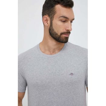 Gant tricou din bumbac culoarea gri, neted ieftin