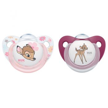Set 2 suzete Nuk Disney Bambi silicon M3 roz 18-36 luni de firma originala