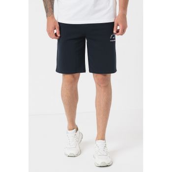 Pantaloni scurti cu snur si logo brodat