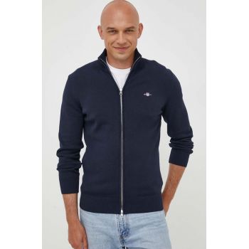 Gant cardigan din bumbac culoarea albastru marin