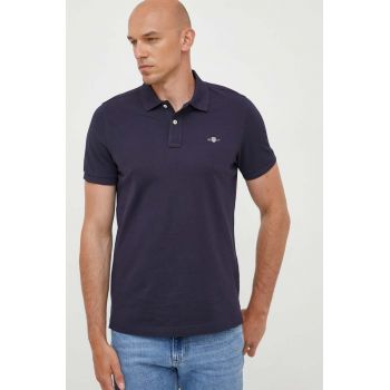 Gant polo de bumbac culoarea albastru marin, neted