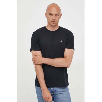 Gant tricou din bumbac culoarea negru, neted ieftin