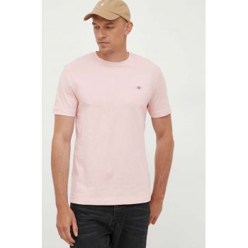 Gant tricou din bumbac culoarea roz, neted ieftin