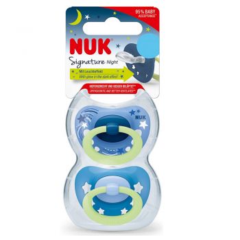 Set 2 suzete Nuk Signature Night Silicon M3 albastru 18-36 luni ieftina