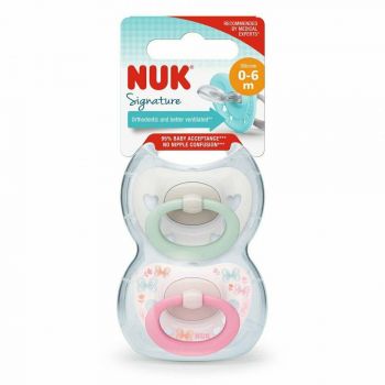 Set 2 suzete Nuk Signature Silicon M1 roz 0-6 luni