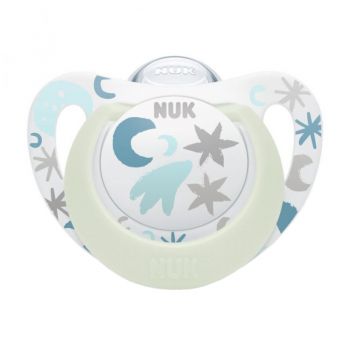 Suzeta Nuk Star Night Silicon 0-6 luni M1 bleu