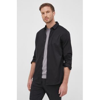 Armani Exchange camasa barbati, culoarea negru, cu guler clasic, slim de firma originala