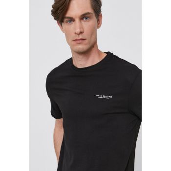 Armani Exchange Tricou din bumbac culoarea negru, cu imprimeu ieftin