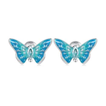 Cercei din argint Light Blue Butterflies