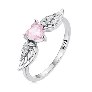 Inel din argint Angel's Pink Heart