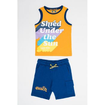 Set de top cu imprimeu si pantaloni scurti - 2 piese