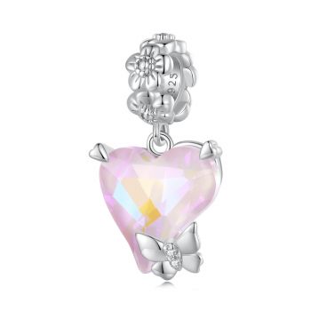 Talisman din argint Pink Heart Nature