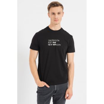 Tricou din amestec de bumbac organic cu imprimeu logo