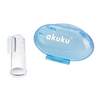 Periuta de dinti si masaj pentru gingii Akuku din silicon albastru la reducere