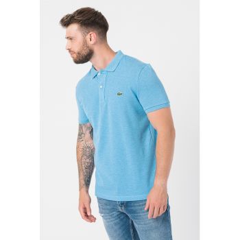 Tricou polo slim fit din material pique