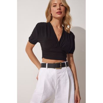 Bluza crop cu decolteu in V