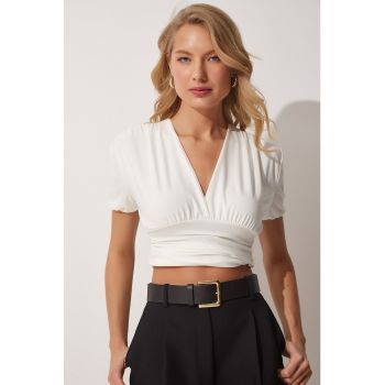 Bluza crop cu decolteu in V