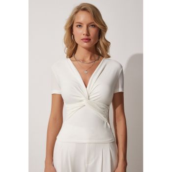 Bluza cu decolteu in V si detaliu rasucit