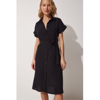 Rochie-camasa cu cordon in talie