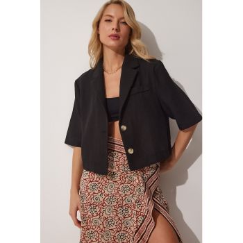 Sacou crop cu maneci medii