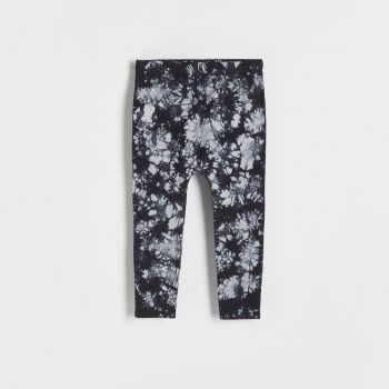 Reserved - Colanți tie-dye, cu conținut ridicat de bumbac - Negru