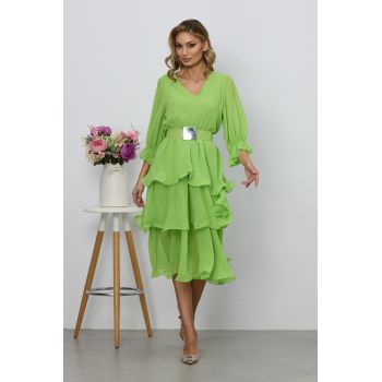 Rochie Camilla Verde Neon ieftina la reducere