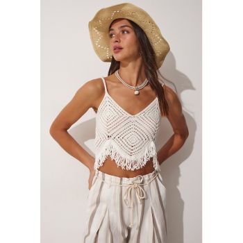 Top crop cu franjuri