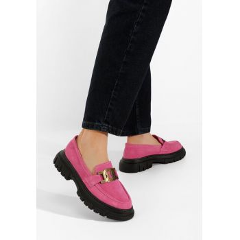 Mocasini piele naturala Haza V3 fucsia