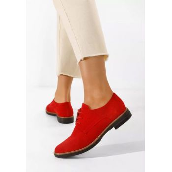 Pantofi derby piele Otivera V2 rosii la reducere