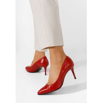 Pantofi stiletto piele Zigrida rosii ieftini