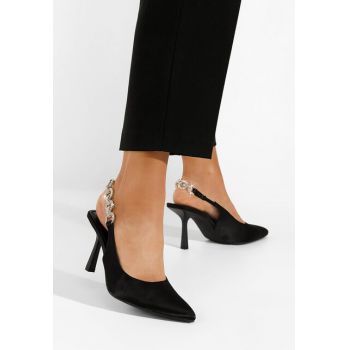 Pantofi stiletto slingback Velas negri